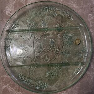 Vintage Tiara Ponderosa Pine divided relish/serving platter, chantilly green